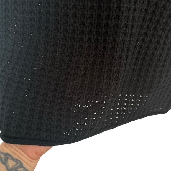 POL Chunky Open Knit Skirt Black Knee Length Pull On Boho Cottage Size Medium - Picture 4 of 6